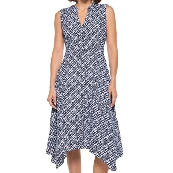 Coolibar Dresses & Skirts - Coolibar NWT Handkerchief Hem Blue and White Dress